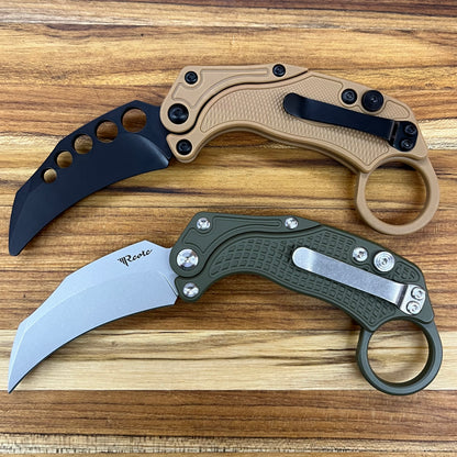 Reate EXO-K 3" Stonewash Green Gravity Karambit w/ Trainer Knife