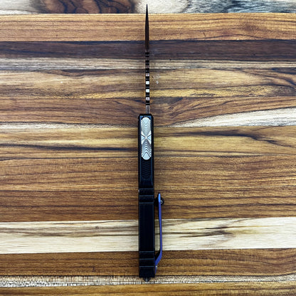 Microtech Ultratech Gen III Hellhound 4" OTF Marfione Select Blued Baker Forge Coppermai Damascus w/ Purple Titanium Accent