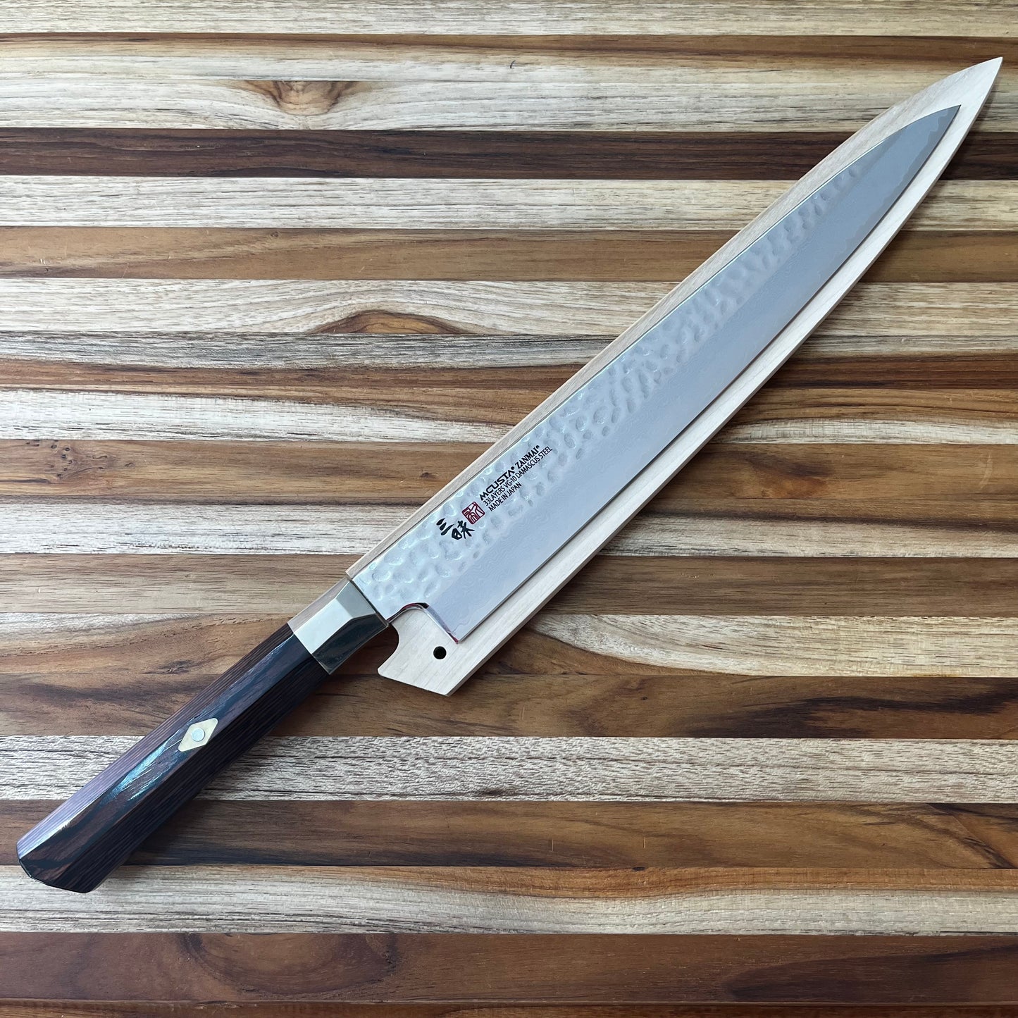 Mcusta Zanmai Natural Wood 300mm (11.75") Sujihiki Saya w/ Pin