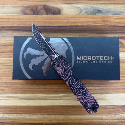 Microtech Signature Series UTX-85 Gen IV S/E 3" OTF w/ Topographic Black/Pink Camo Aluminum Handle