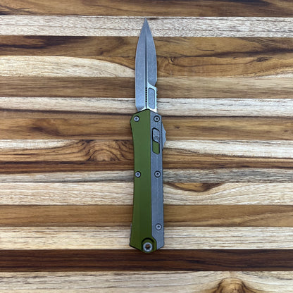 Microtech Glykon D/E Bayonet 3.75" Apocalyptic OTF Auto w/ OD Green Handle