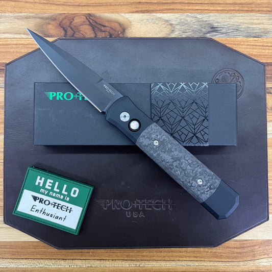Pro-Tech Godfather 4" Auto w/ Carbon Fiber Inlay & Black Aluminum Handle