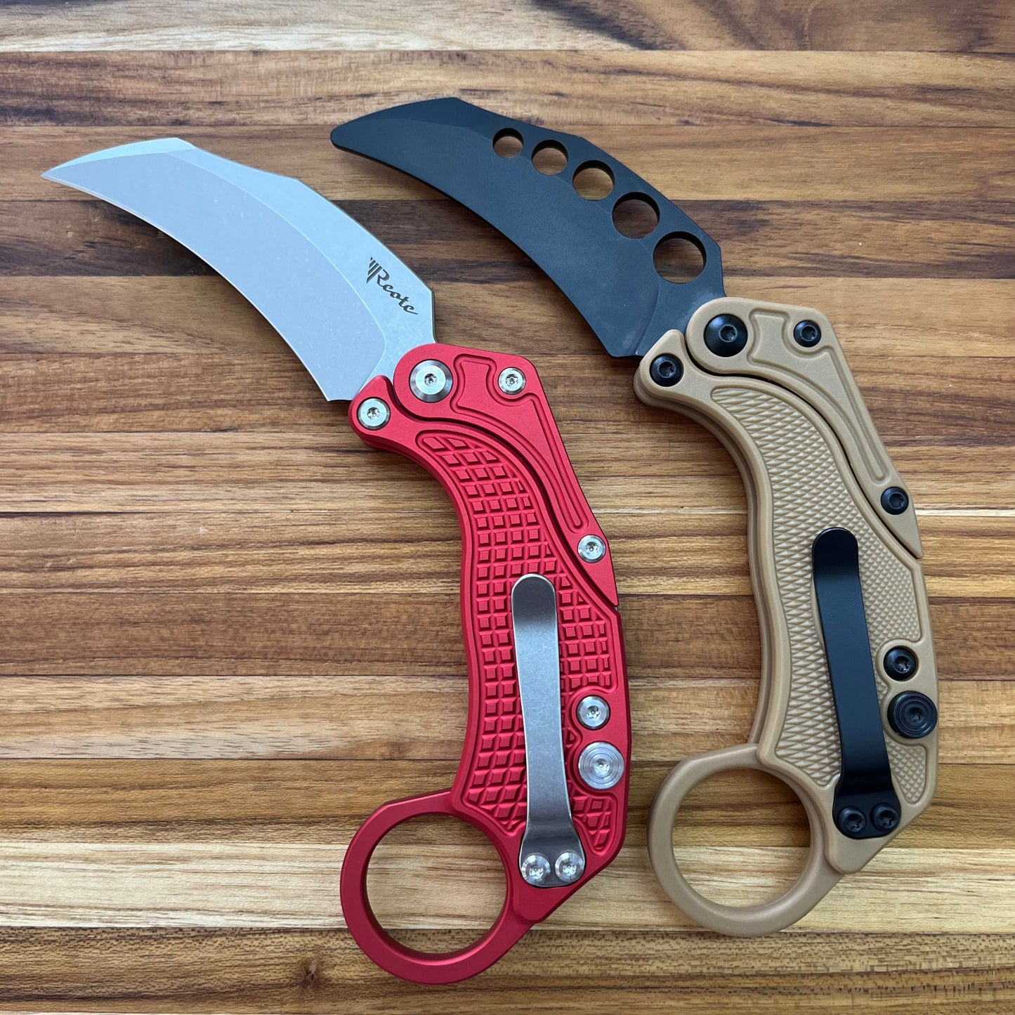 Reate EXO-K 2.75" Red Gravity Karambit w/ Trainer Knife