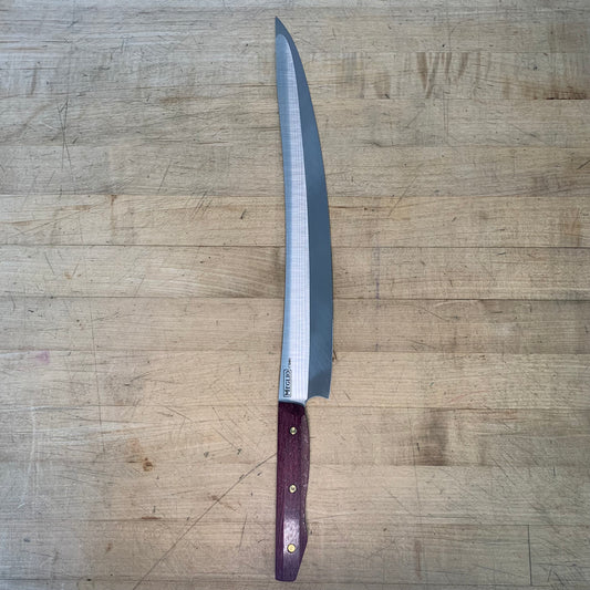 Meglio Semi-Custom 14" Satin Scimitar w/ S-Grind & Purpleheart Handle