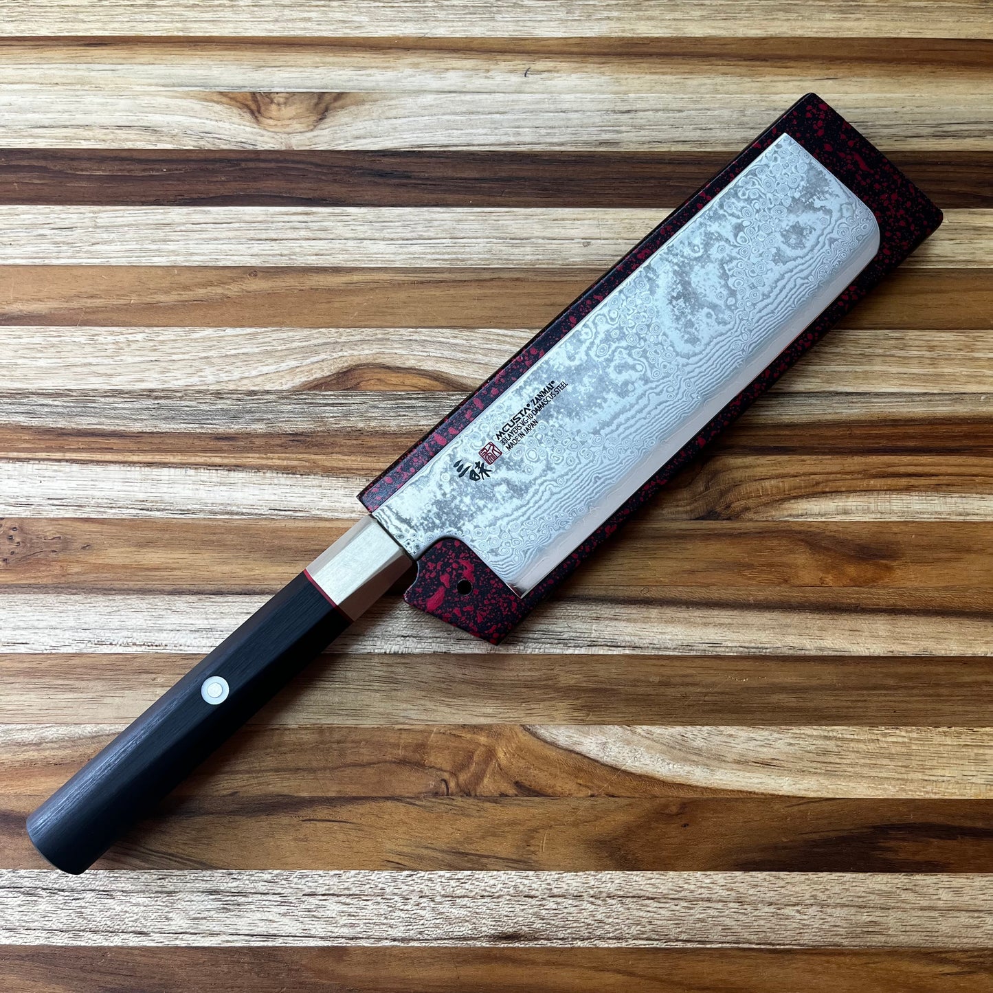 Mcusta Zanmai Red Lacquer 165mm (6.5") Nakiri Saya w/ Pin