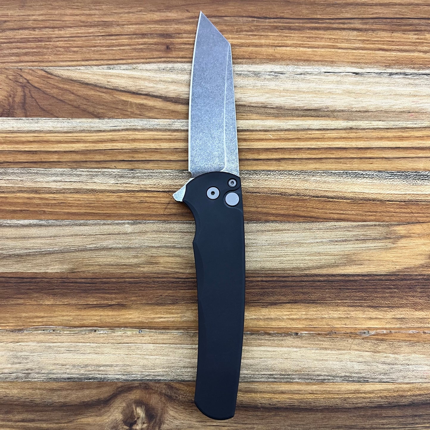 Pro-Tech Malibu 3.25" Flipping Knife w/ Acid Wash Blade & Black Aluminum Handle