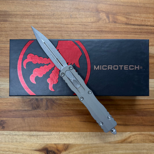 Microtech Dirac D/E 3" OTF Apocalyptic w/ Natural Clear Handle