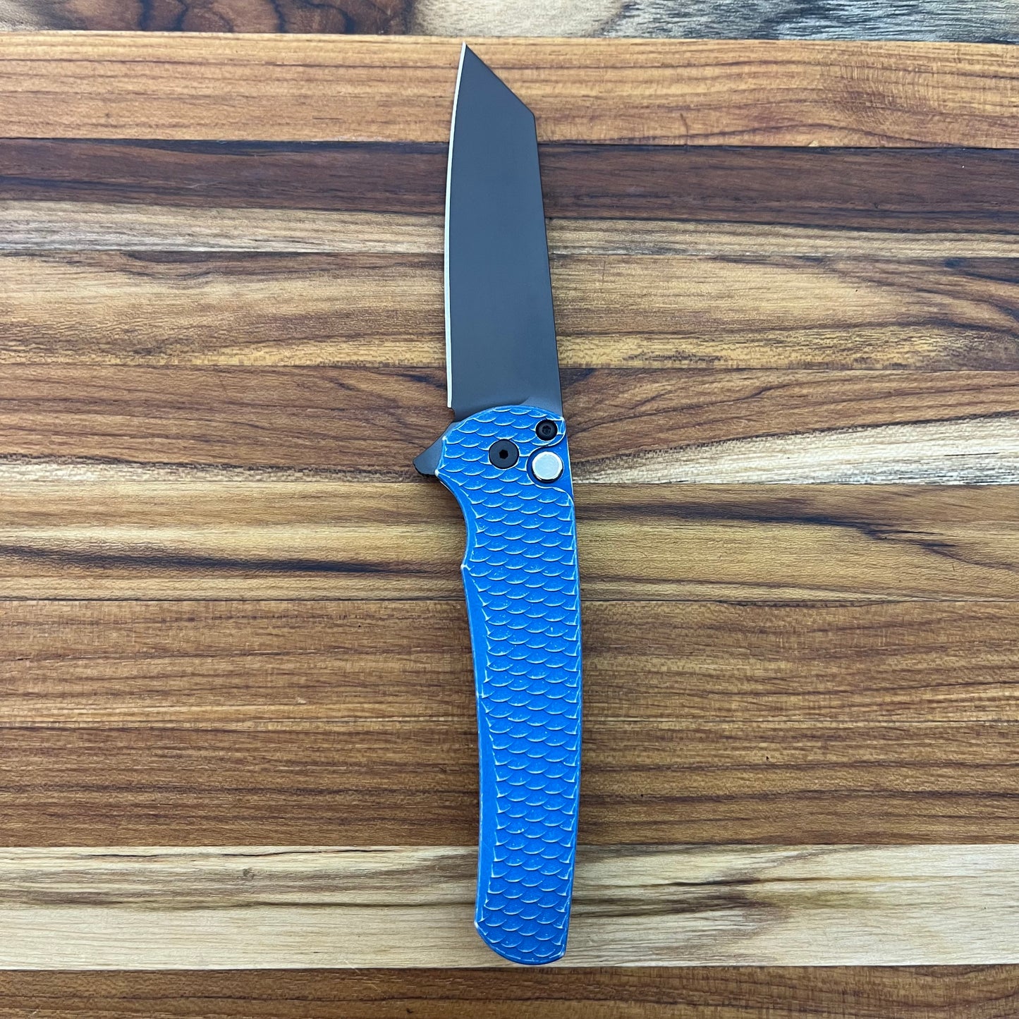 Pro-Tech Malibu 3.25" Flipping Knife w/ Battle Worn Blue Dragon Scale Handle