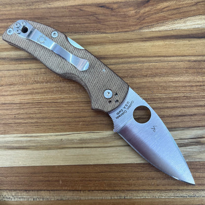 Spyderco Native 5 2.5" Folding Knife w/ Brown Canvas Micarta