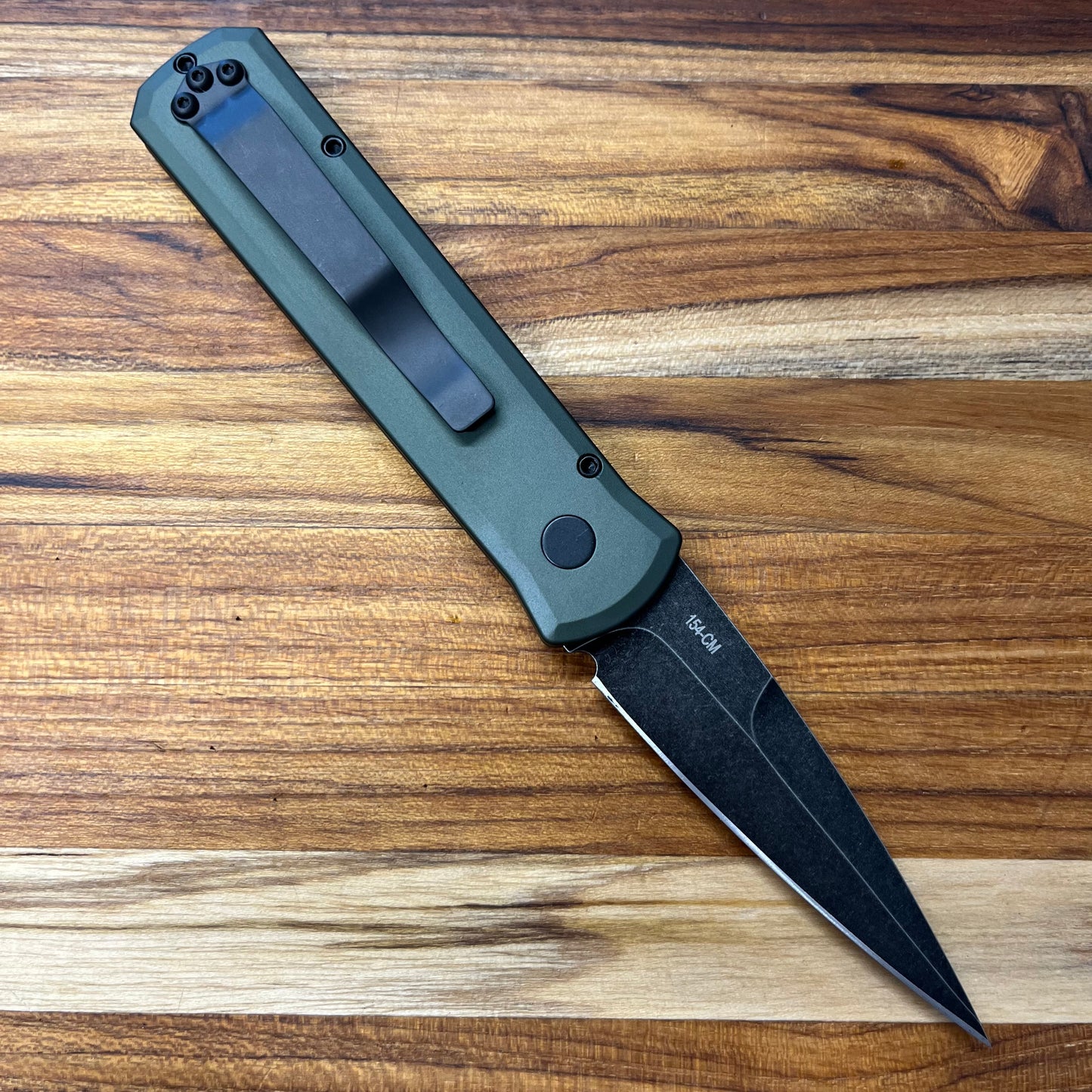 Pro-Tech Godson 3.15" Auto w/ DLC Washed Blade & Green Aluminum Handle