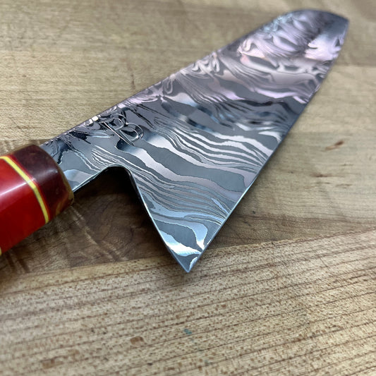 Baldwin Blades 210mm (8.25") Gyuto w/ Red & Orange Maple Burl Handle