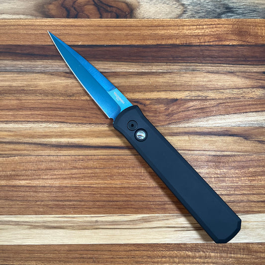 Pro-Tech Godfather 4" Auto w/ Sapphire Blade & Black Aluminum Handle