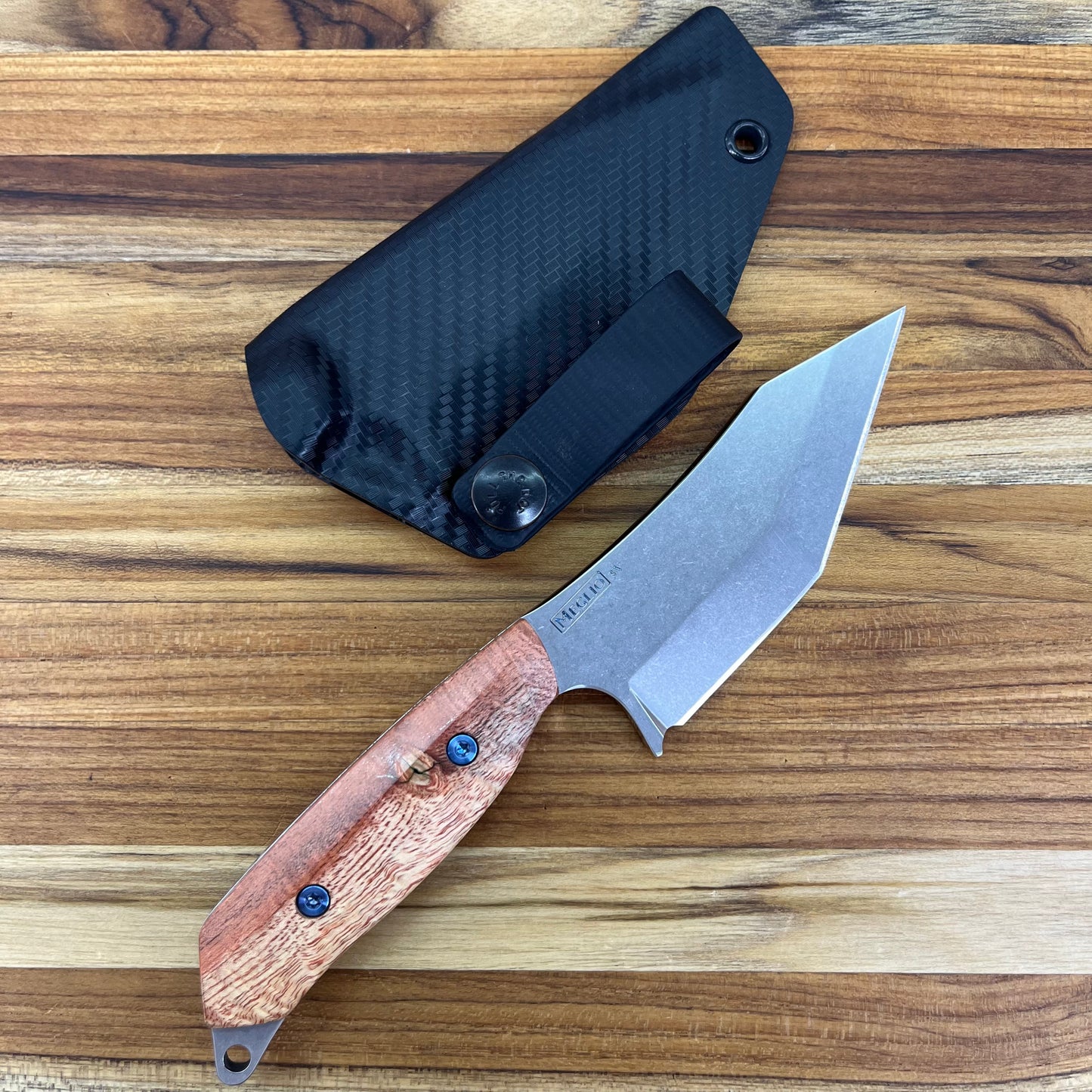 Meglio Blade Show Semi-Custom H-Series 4" Outdoor Kitchen Knife w/ Orange Primavera Handle