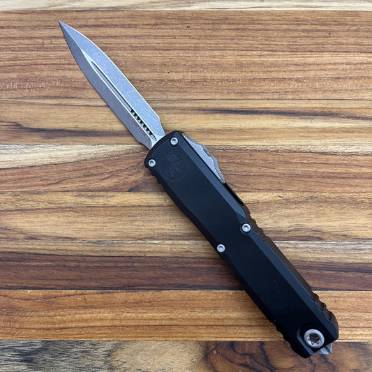 Microtech Ultratech ZBP D/E 3.5" OTF w/ Apocalyptic Finish & Black Aluminum Handle