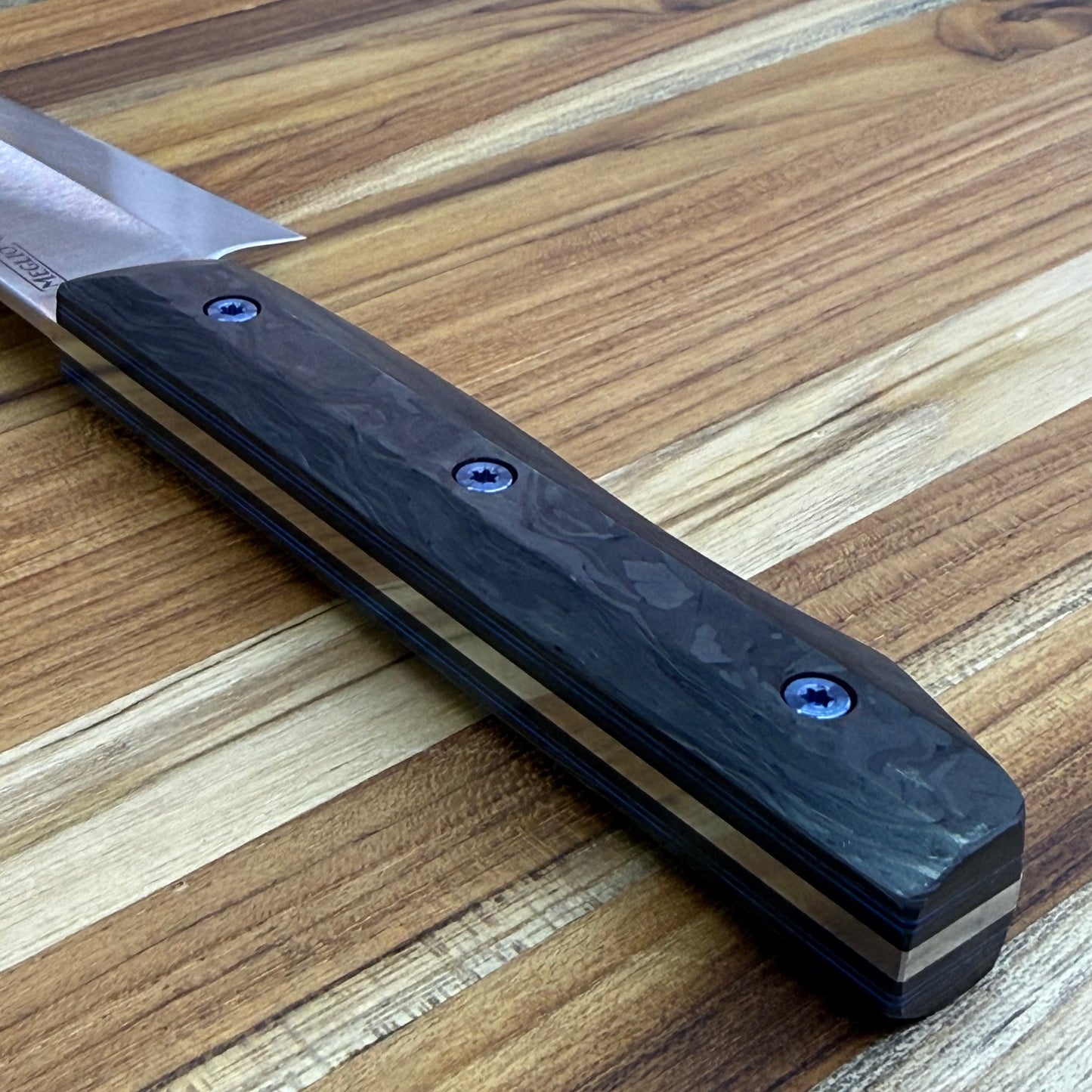 Meglio Blade Show Custom 7" Satin Sakimaru Honesuki w/ S-Grind & Carbon Fiber Handle
