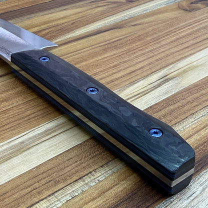Meglio Blade Show Custom 7" Satin Sakimaru Honesuki w/ S-Grind & Carbon Fiber Handle