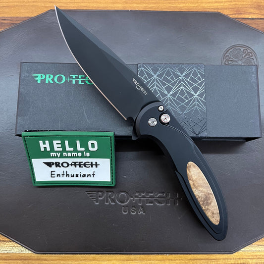 Pro-Tech *Limited Edition* Cambria Flipper 3.5" Folding Knife w/ Mosaic Pin & Maple Burl Inlay