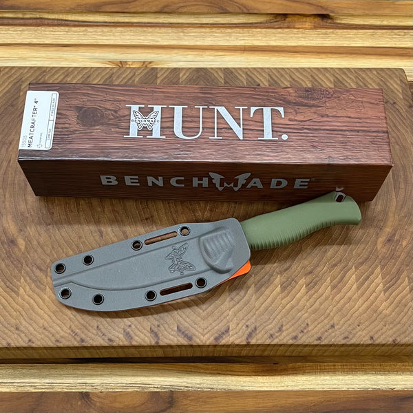 Benchmade Meatcrafter 4" Fixed Hunting Knife w/ Baltaron Sheath & Dark Olive Handle