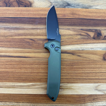 Pro-Tech Les George Rockeye 3.5" Auto w/ Black DLC Blade & Green Aluminum Handle