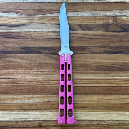 Bear & Son 3.5" Butterfly Knife w/ Pink Zinc Handle