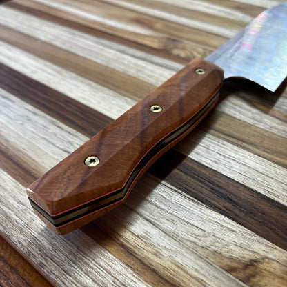 Meglio Semi-Custom 9" Satin K-Tip Western Chef's Knife w/ Lasered Abstract Beauty & Torrey Pine Handle