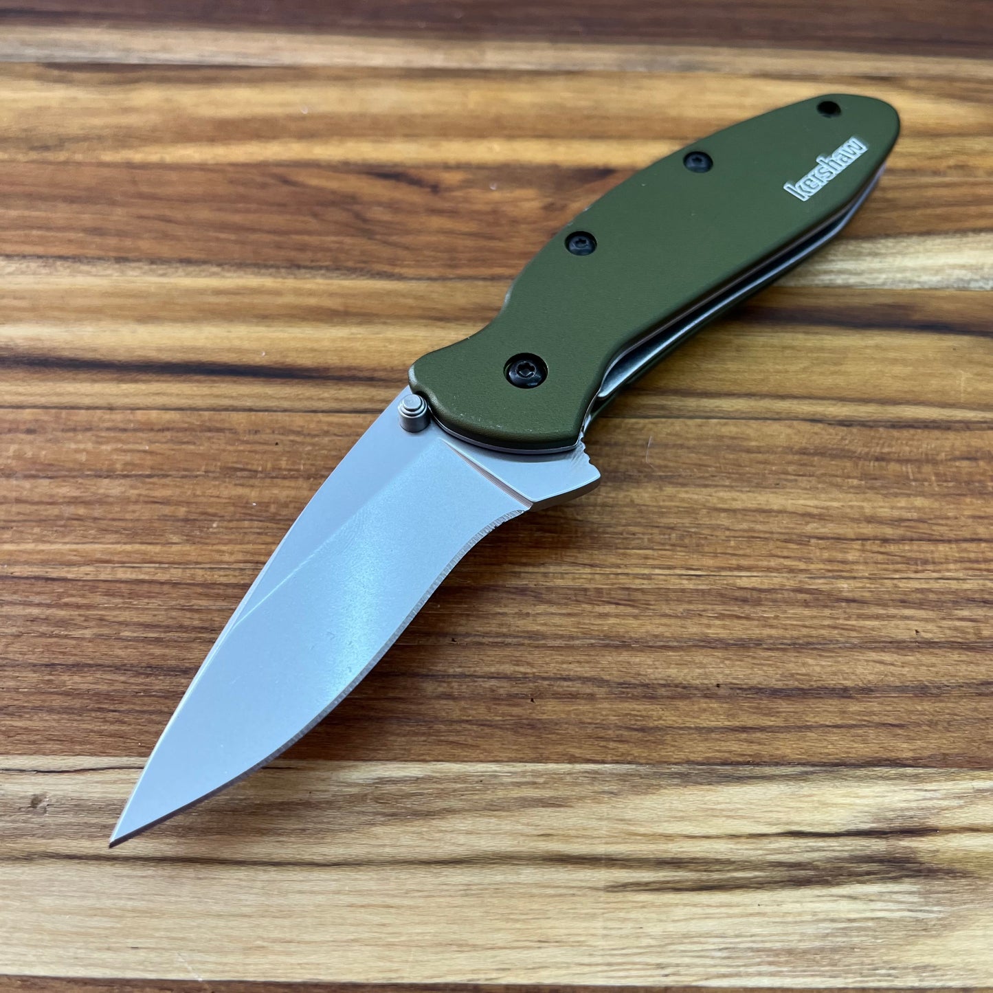 Kershaw Scallion 2.5" Flipping Knife w/ Olive Aluminum Handle