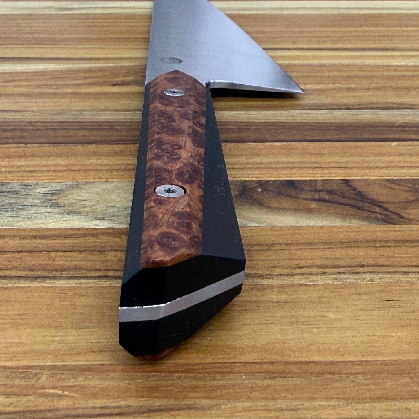 Enceladus Custom 200mm (8") K-Tip Gyuto w/ Amboyna Burl & Richlite Handle