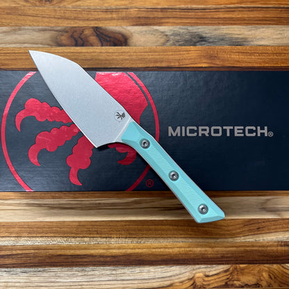 Microtech Culinary 4.2" Santoku w/ Caribbean Blue G10 Handle