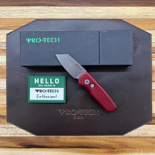 Pro-Tech Runt 5 2" Stonewash Auto w/ MagnaCut & Red Aluminum Handle