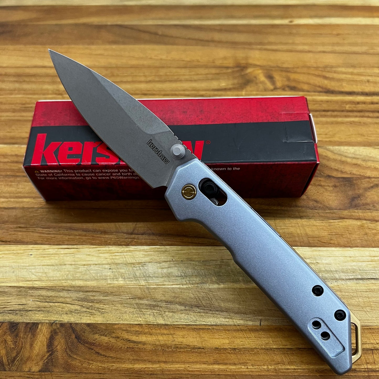 Kershaw Mini Iridium 3" Folding Knife w/ Ice Blue Aluminum Handle & Gold Accents