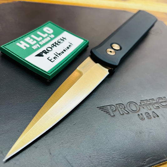Pro-Tech Godfather 4" Auto w/ Rose Gold Blade & Black Aluminum Handle