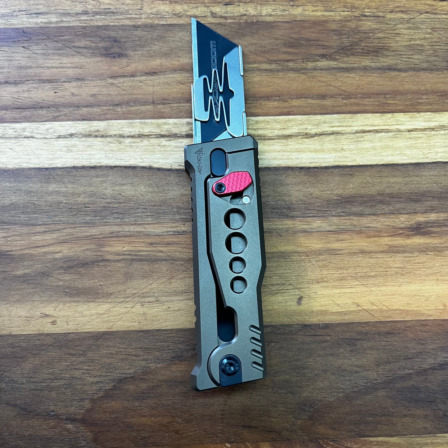 Reate Exo-U Gravity 2.5" Utility Knife w/ Speedhole Copper Aluminum Handle