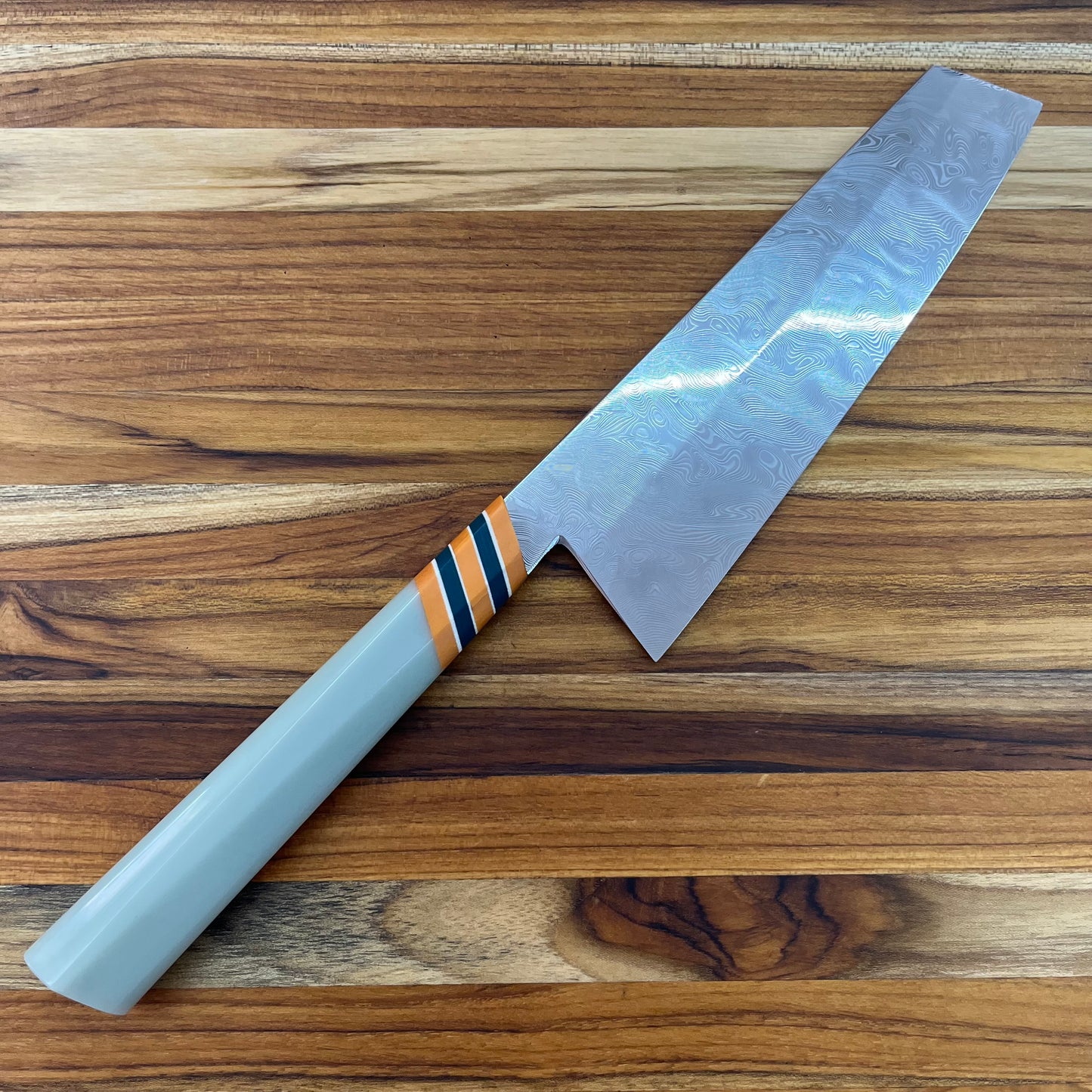 3rd Hill Customs 145mm (6") Damasteel Bunka w/ Sage Resin Handle