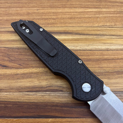 Pro-Tech TR-3 Integrity 3.5" Folding Knife w/ Black Relic Texture Aluminum Handle & Black Lip Pearl Button