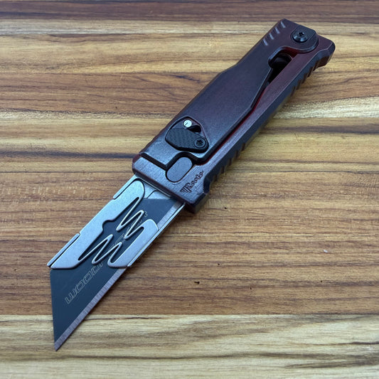 Reate Exo-U Gravity 2.5" Utility Knife w/ Distressed Red Handle