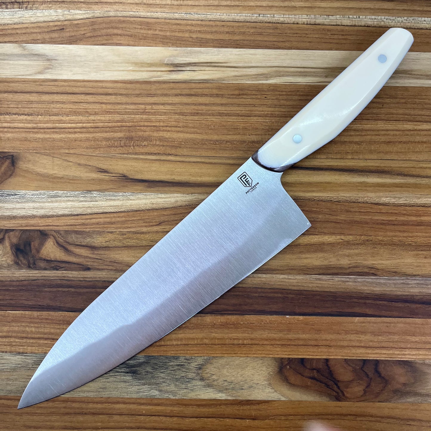 Patterson Forge Semi-Custom 200mm (8") Chef's Knife w/ White Linen & Vintage Micarta Handle