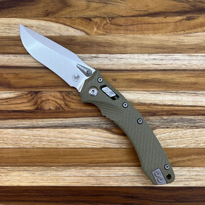 Microtech Amphibian 3.9" Stonewash Folding Knife w/ RAM-LOK & Fluted OD Green G10 Handle