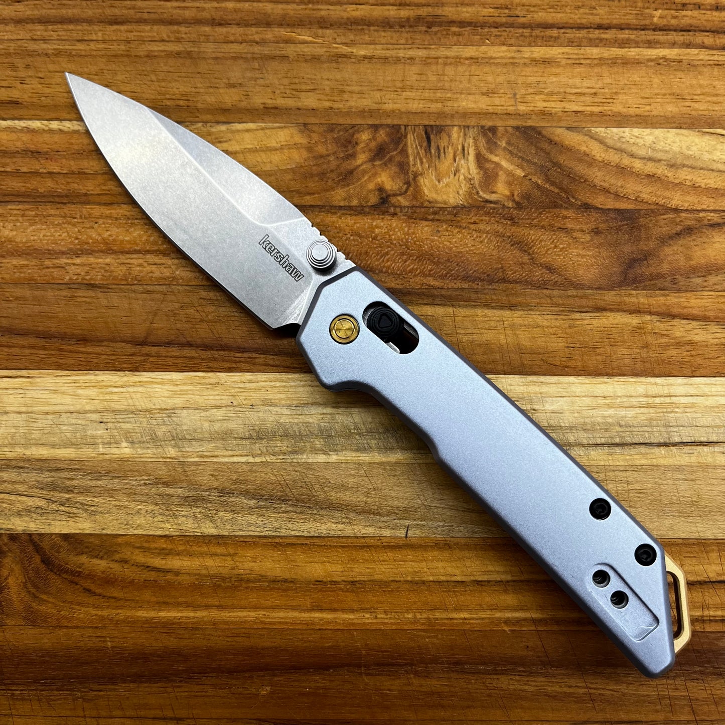 Kershaw Mini Iridium 3" Folding Knife w/ Ice Blue Aluminum Handle & Gold Accents