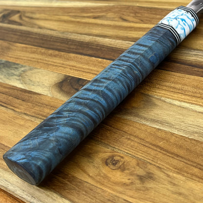 3rd Hill Customs Damasteel 225mm (9") Sujihiki w/ Blue Curly Maple Handle