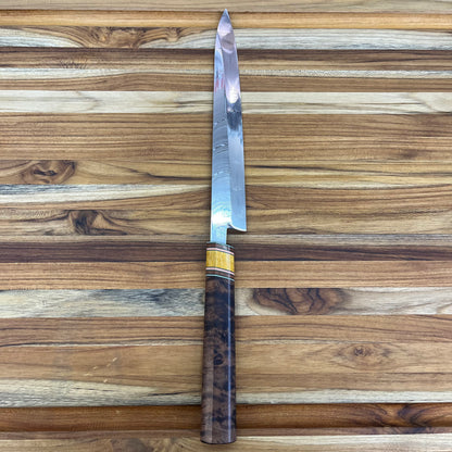 3rd Hill Customs Damasteel 240mm (9.5") Yanagiba w/ Koa Handle