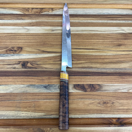 3rd Hill Customs Damasteel 240mm (9.5") Yanagiba w/ Koa Handle