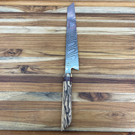 Baldwin Blades Blade Show 220mm (8.75") Sujihiki w/ Black & White Ebony Handle