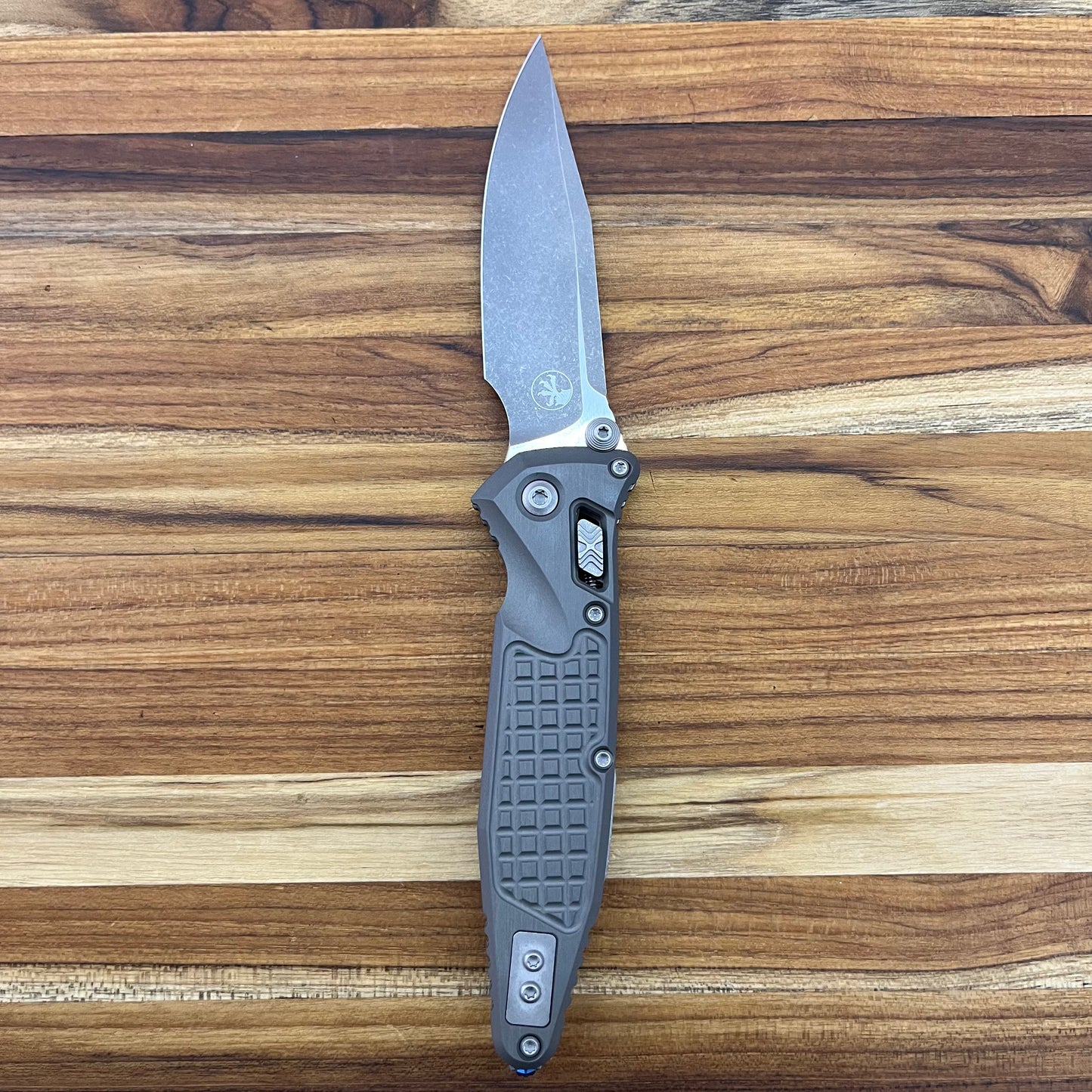Microtech Socom Ram-Lok S/E 4" Folding Knife w/ Natural Clear Frag Aluminum Handle