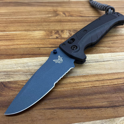 Benchmade Adira 3.5” Serrated Folding Knife w/ Tempest Gray Grivory Handle