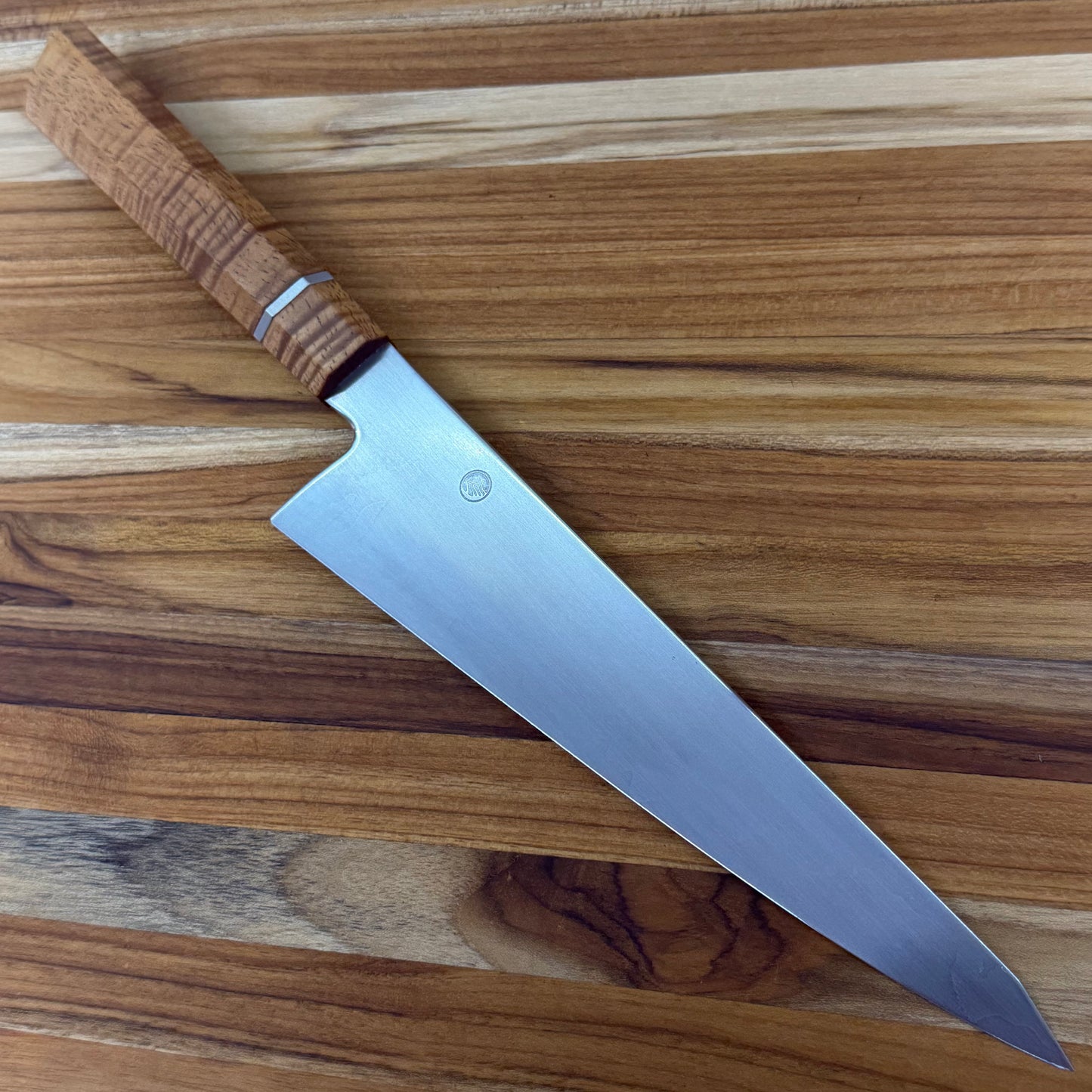 Enceladus Custom 210mm (8.25") K-Tip Gyuto w/ Stabilized Koa & Titanium Handle