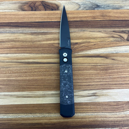 Pro-Tech Godfather 4" Auto w/ Carbon Fiber Inlay & Black Aluminum Handle