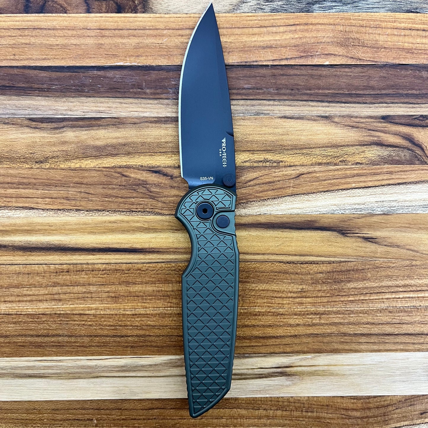 Pro-Tech TR-3 Integrity 3.5" Folding Knife w/ Green Relic Textured Handle