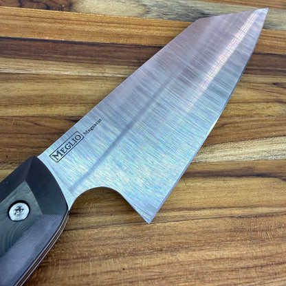 Meglio Blade Show Semi-Custom 6.5" Satin Kiritsuke w/ Black Dunes Carbon Fiber Handle