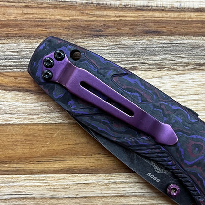 Benchmade *Limited Edition* Gold Class Mini Barrage 3" Folding Knife w/ Purple Haze FATCarbon Handle