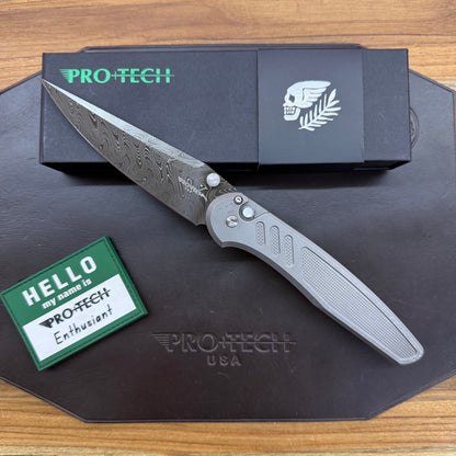 Pro-Tech Blade Show Custom Avalon 4" Folding Knife w/ Chad Nichols Boomerang Damascus Blade & Knurled 17-4 Stainless Steel Handle
